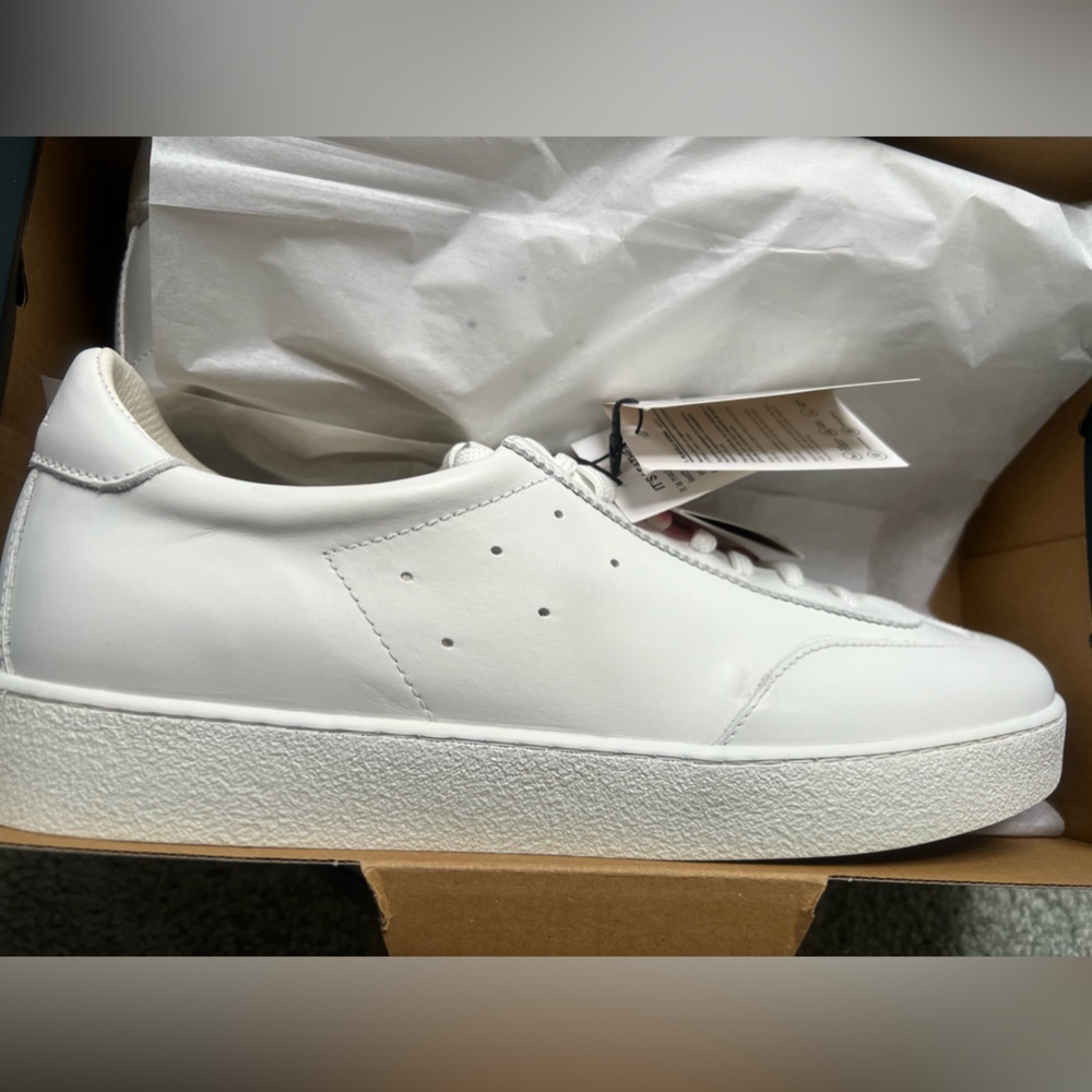 NWT. Zara Men's White Leather Uniform Sneakers. Size 12